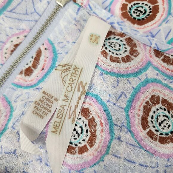 Melissa McCarthy Seven7 Womens Blouse Size 1X Cold Shoulder Flutter Tassel Trim - Picture 9 of 11